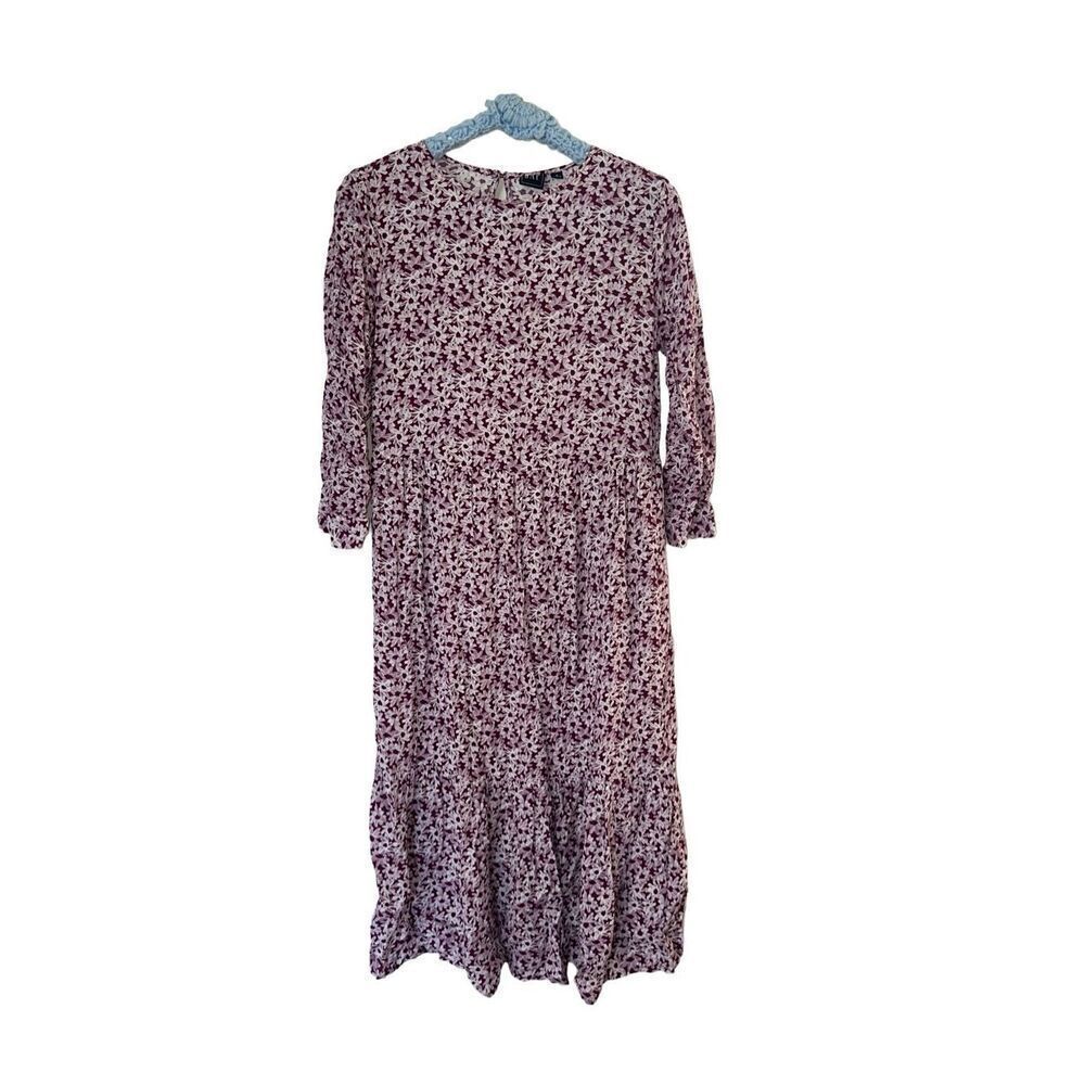 GAP Three-Quarter Sleeve Floral Flounce Midi Dress | S